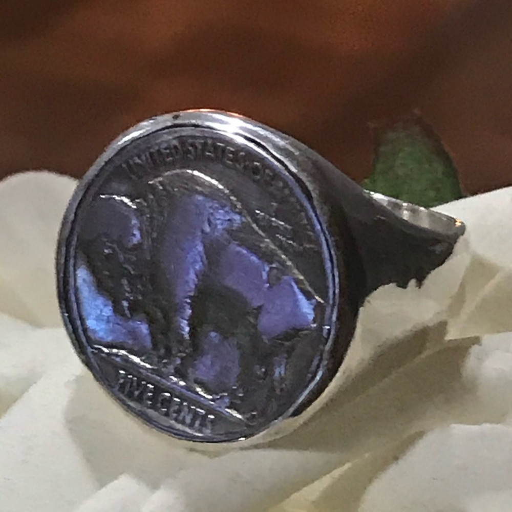 Buffalo Nickel Coin Ring Unisex Sterling Silver High Polished Smooth